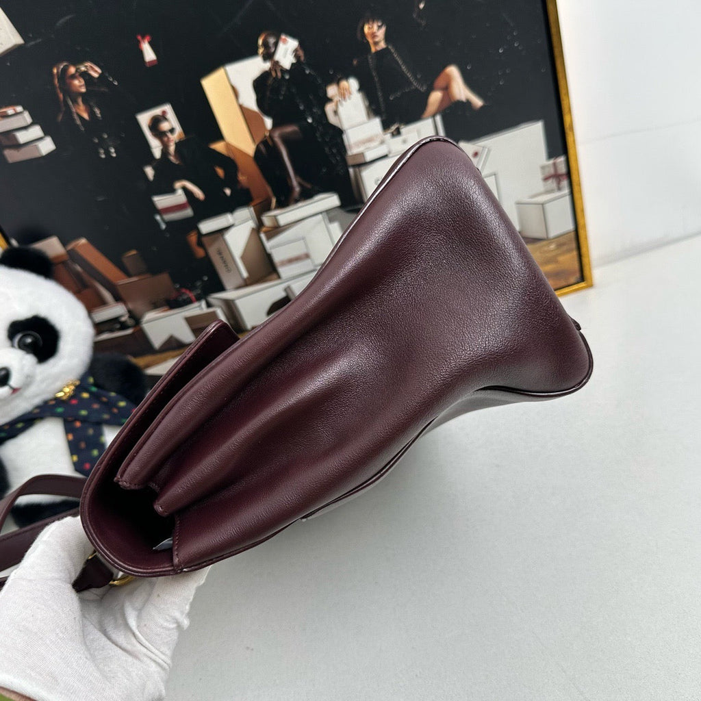 Saint Laurent Burgundy Two-Way Satchel/Top Handle Bag