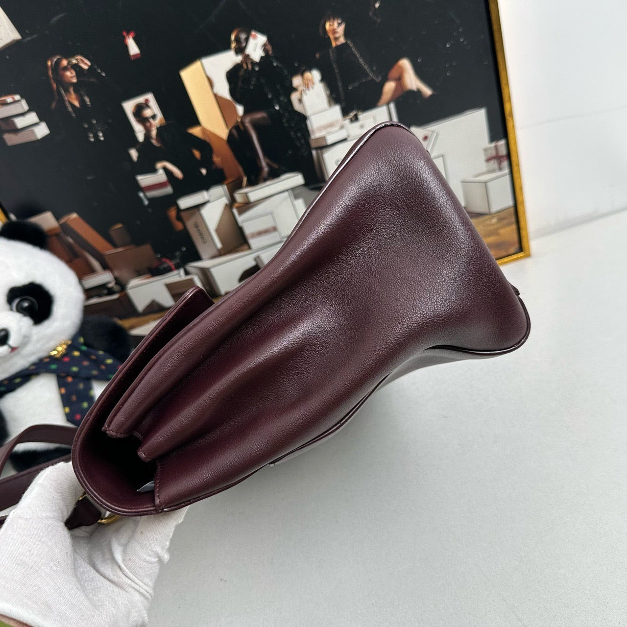 Saint Laurent Burgundy Two-Way Satchel/Top Handle Bag