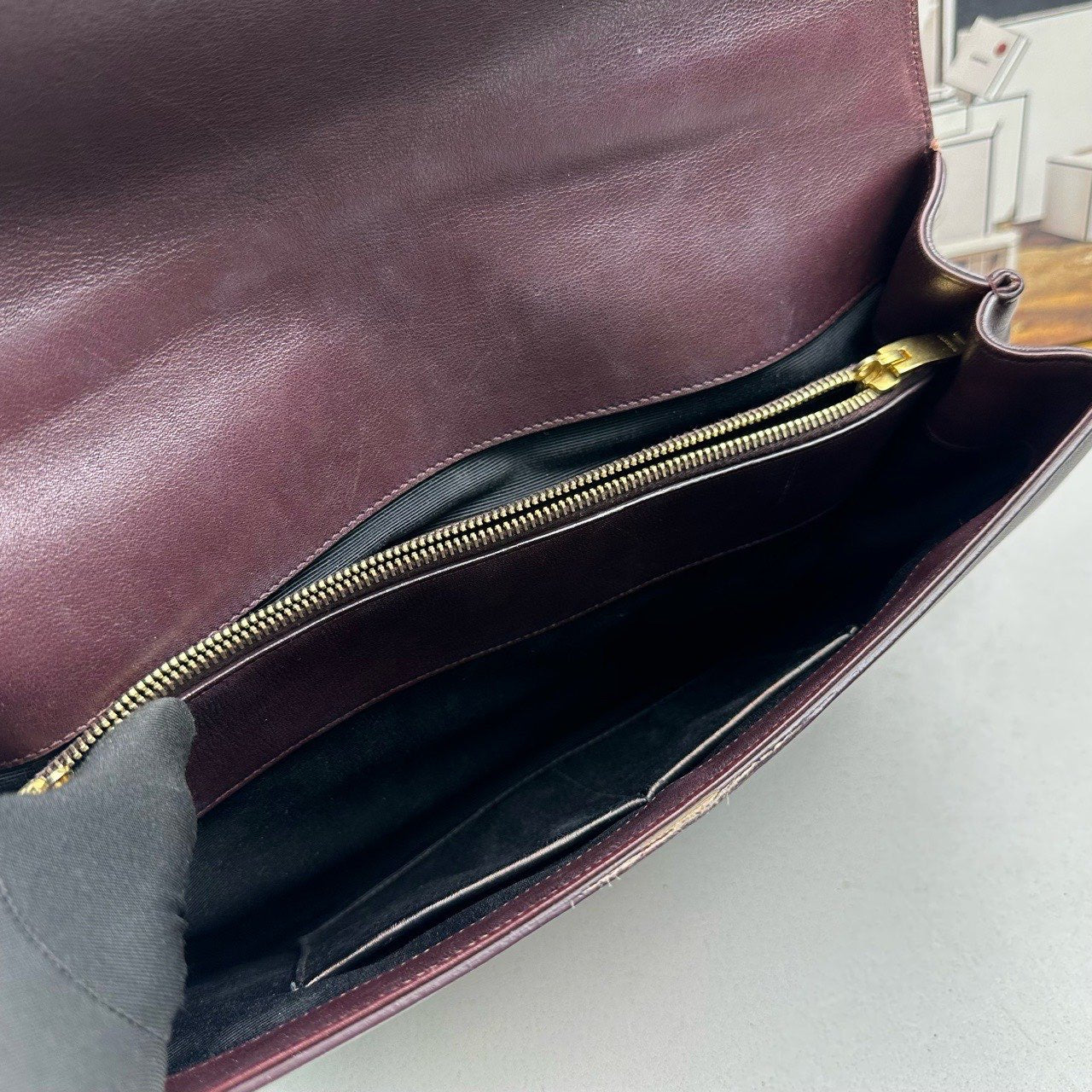 Saint Laurent Burgundy Two-Way Satchel/Top Handle Bag