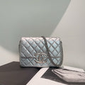 Preloved Chanel Metallic Lambskin Quilted Mini Flap Bag - Silver Mini Bag