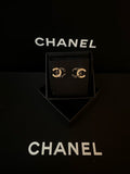 Chanel 21v Classic Chain Leather Black Gold CC Earrings Full Set Almost New