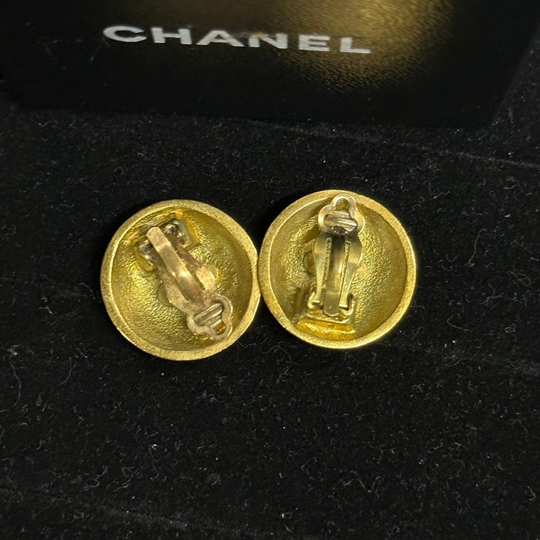 Chanel Vintage CC Logo Gold Earrings