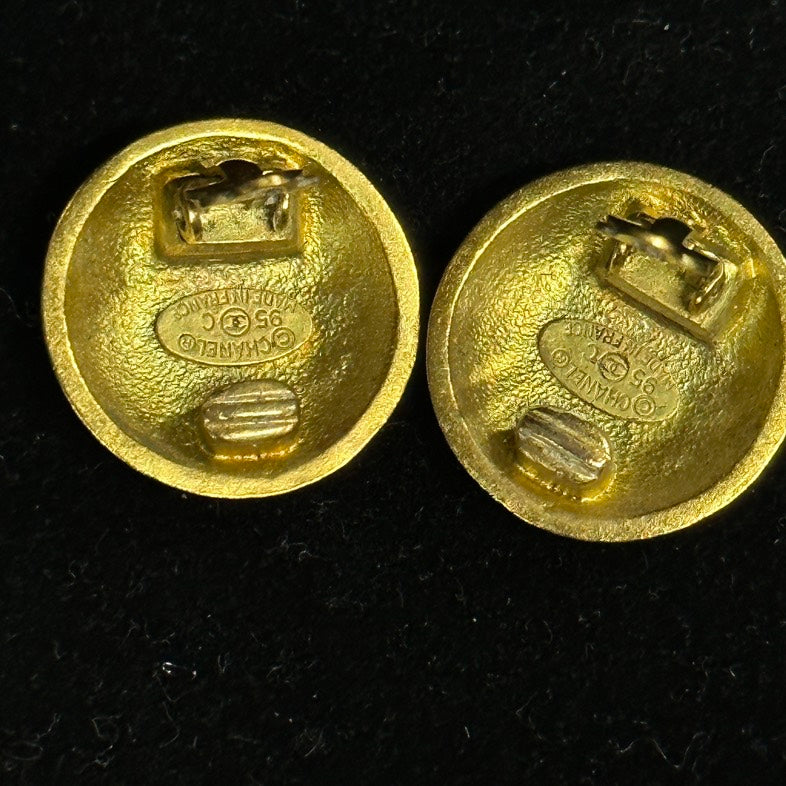 Chanel Vintage CC Logo Gold Earrings