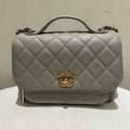 Preloved Chanel Affin Medium Gray Caviar Leather Shoulder Bag