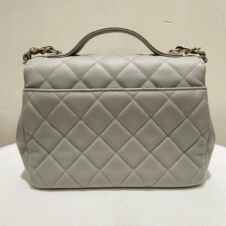 Preloved Chanel Affin Medium Gray Caviar Leather Shoulder Bag