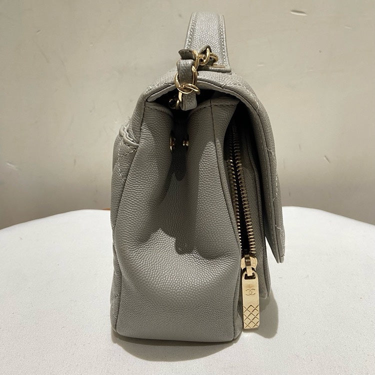 Preloved Chanel Affin Medium Gray Caviar Leather Shoulder Bag