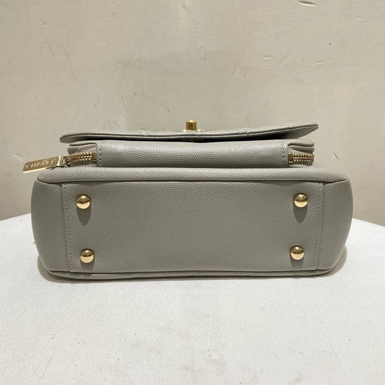 Preloved Chanel Affin Medium Gray Caviar Leather Shoulder Bag