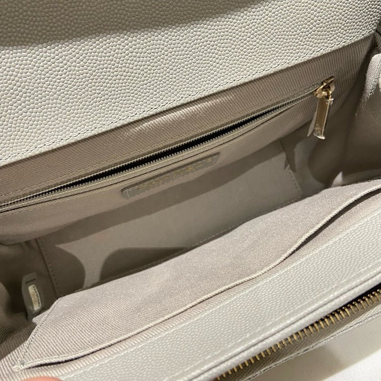 Preloved Chanel Affin Medium Gray Caviar Leather Shoulder Bag