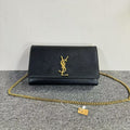 Preloved YSL Saint Laurent Kate Black Leather Clutch Bag with Gold Chain
