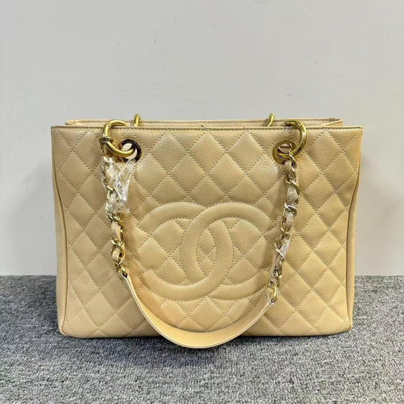 Preloved Chanel GST Beige Caviar Leather Tote Bag