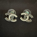 Preloved Chanel Coco Rhinestone Post Earrings B22A Silver Earrings