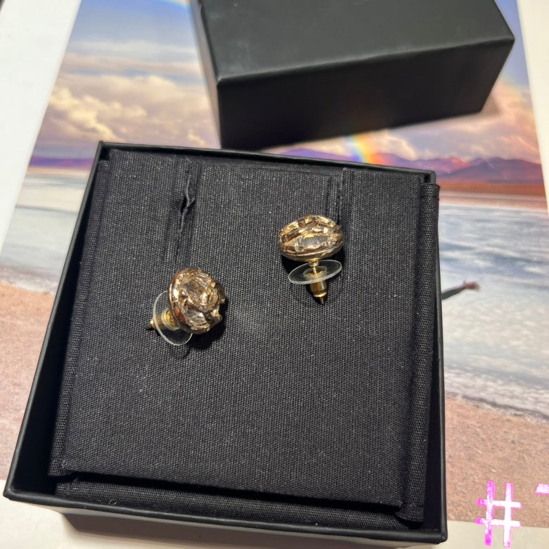 Chanel CC Logo Vintage Gold Earrings
