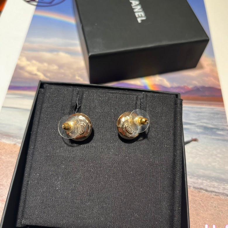 Chanel CC Logo Vintage Gold Earrings