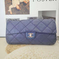Chanel CF Medium Quilted Shoulder Bag in Navy Leather