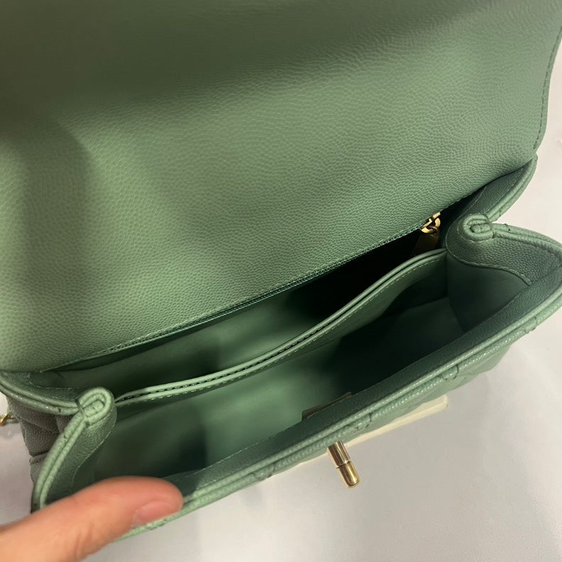 Chanel Preloved Cocohandle Small Green Top Handle Bag