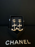 Chanel Hamburg Series CC Rudder Pearl Earrings 18A Full Set Gold Earrings