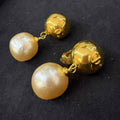 Chanel Vintage Coco Pearl Clip-on Earrings Gold Ivory