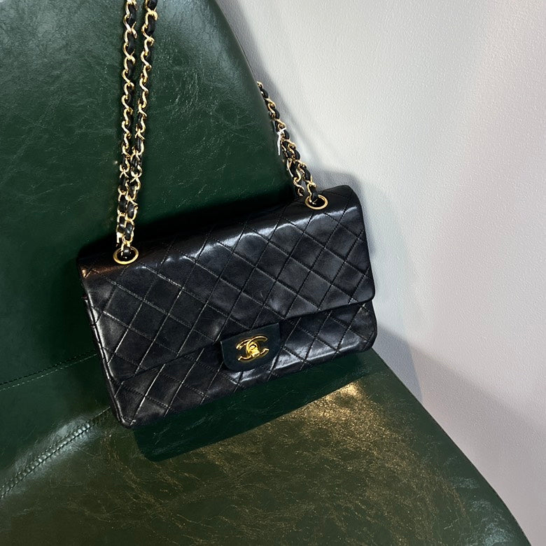 Preloved Chanel CF Black Leather Chain Shoulder Bag AF511