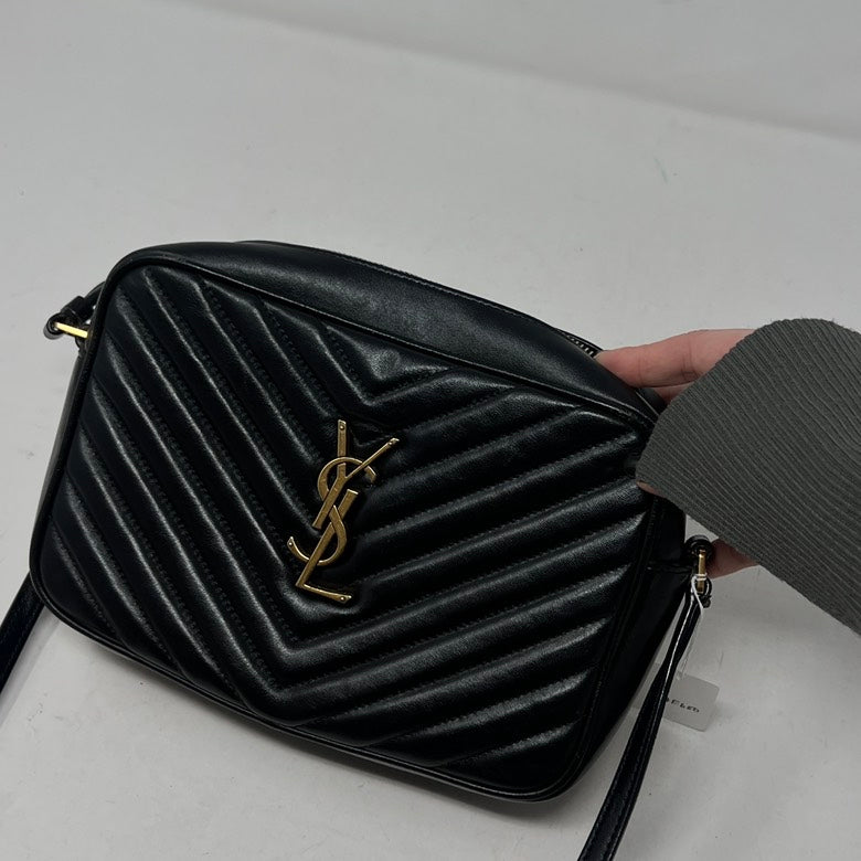 Preloved YSL Leather Chevron Shoulder Bag AF600 in Black - Vintage Designer Bag