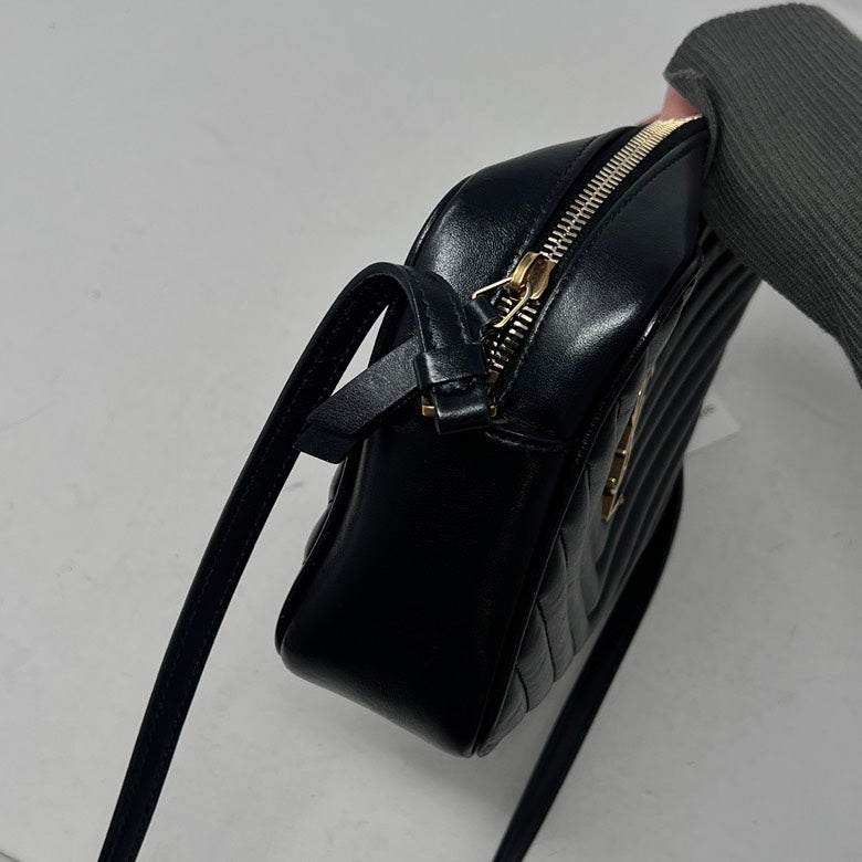 Preloved YSL Leather Chevron Shoulder Bag AF600 in Black - Vintage Designer Bag