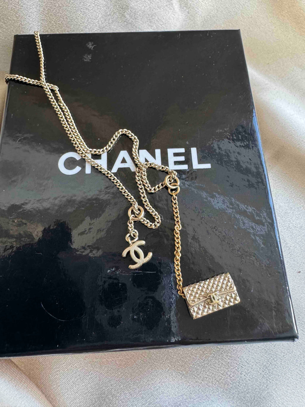 Chanel CF Bag Necklace Gold Pendant