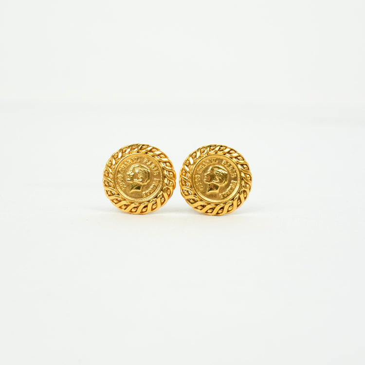CHANEL Gold Button Statement Earrings OS 13191434