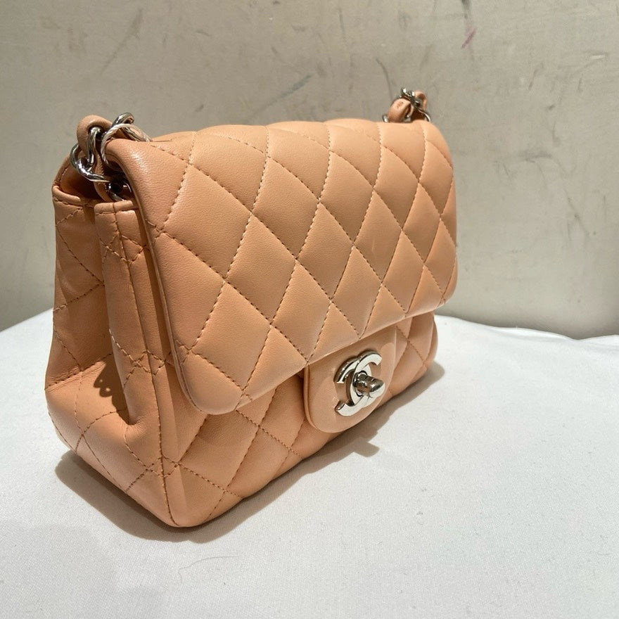 Chanel Classic Flap Pink Leather Shoulder Bag with  Card