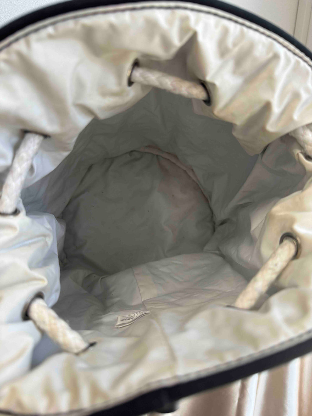 Chanel Soleil Drawstring Bag Black Canvas Bucket Bag