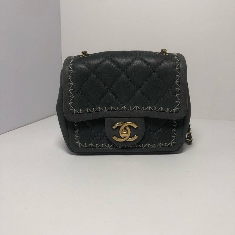 Chanel Mini Classic Flap Grey Shoulder Bag