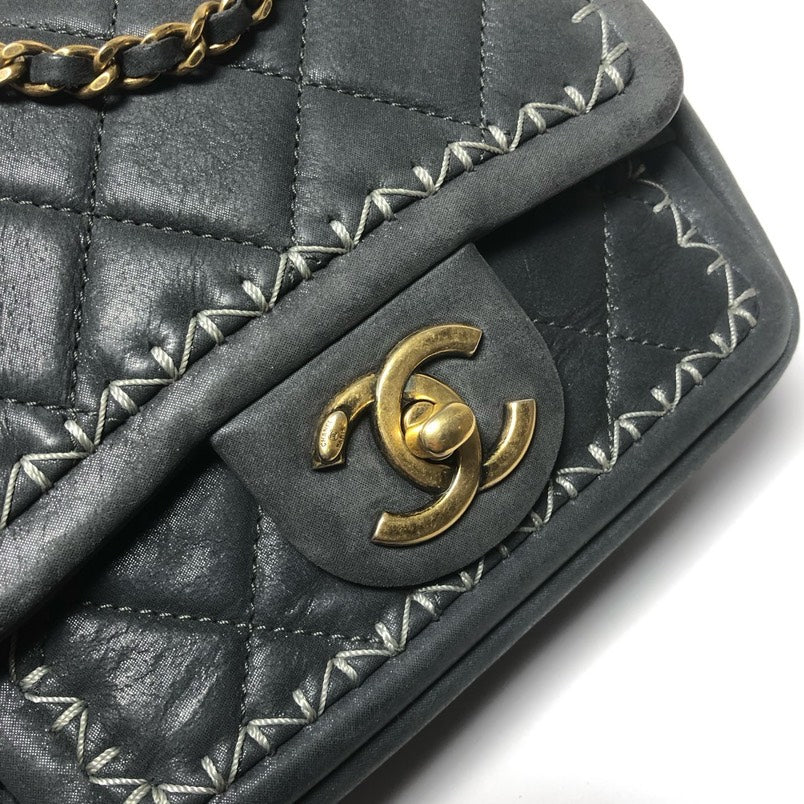 Chanel Mini Classic Flap Grey Shoulder Bag