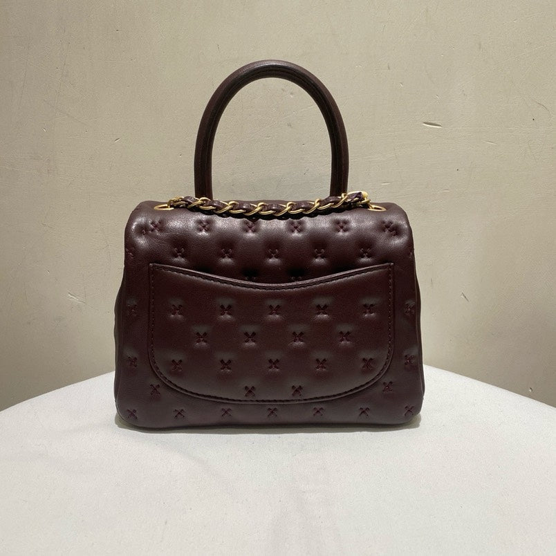 Chanel Top Handle Bag in Wine Color Leather - PM Size