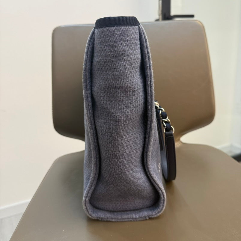 Chanel Deauville Tote Blue PM - Designer Canvas Shoulder Bag