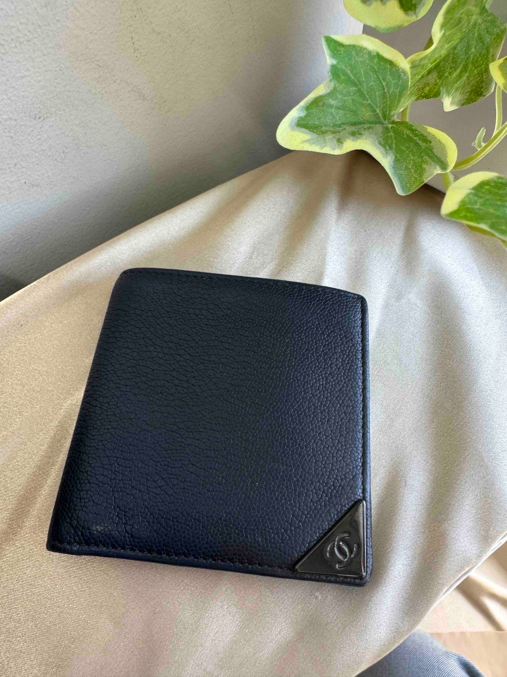 Chanel Unisex Wallet Black Leather - Vintage Designer Handbag
