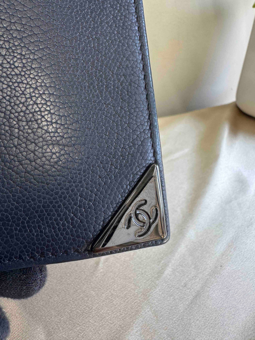 Chanel Unisex Wallet Black Leather - Vintage Designer Handbag