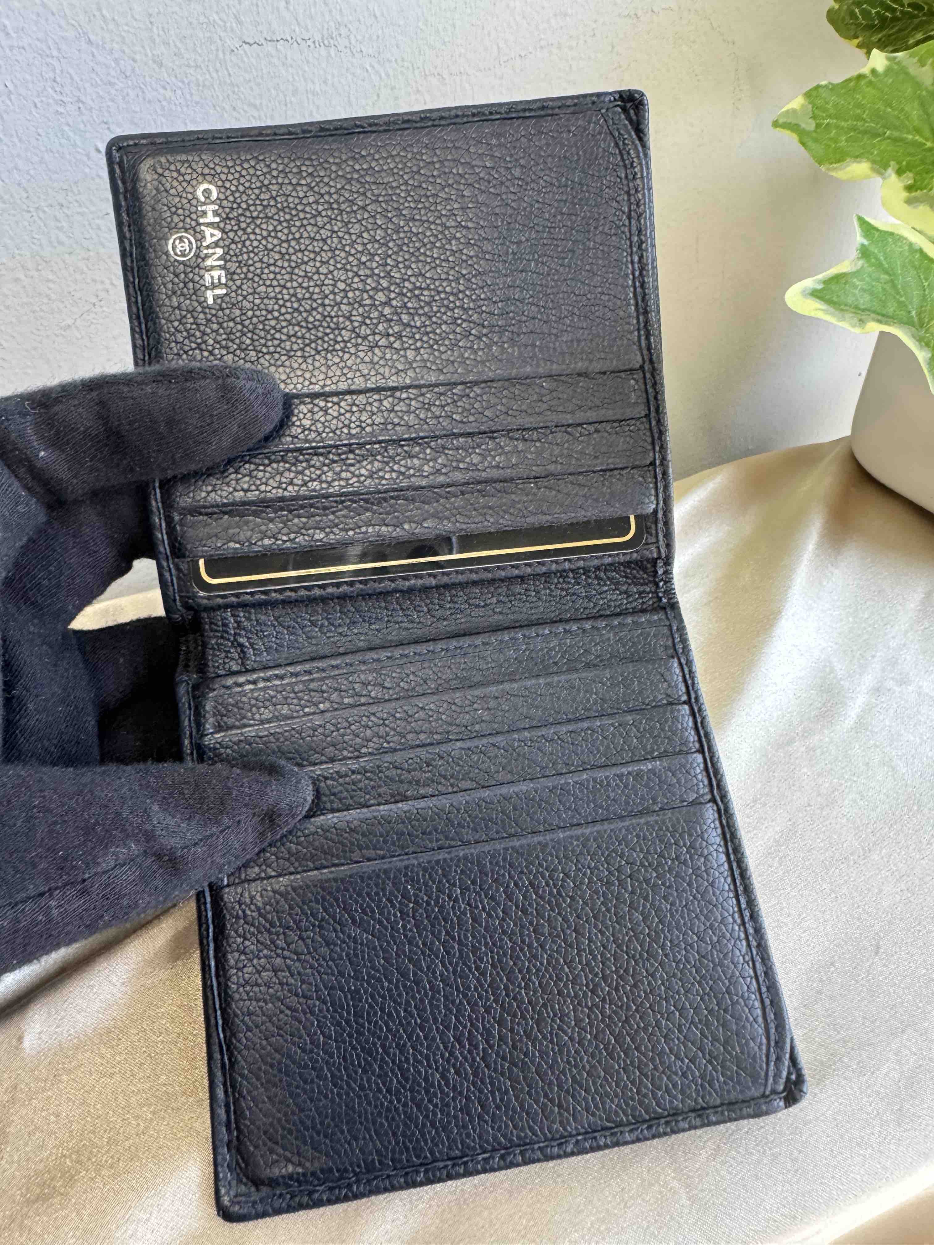 Chanel Unisex Wallet Black Leather - Vintage Designer Handbag