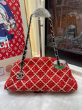 Chanel Preloved Shoulder Bag Red Quilted Leather