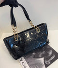 Chanel Timeless Black Patent Perforated Leather Tote Bag