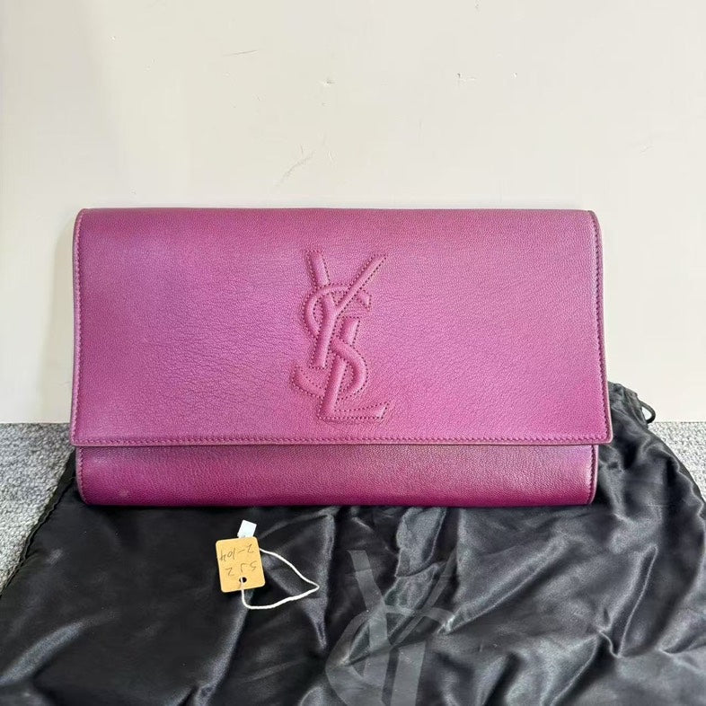 Preloved YSL Saint Laurent Purple Leather Clutch SJ22-104