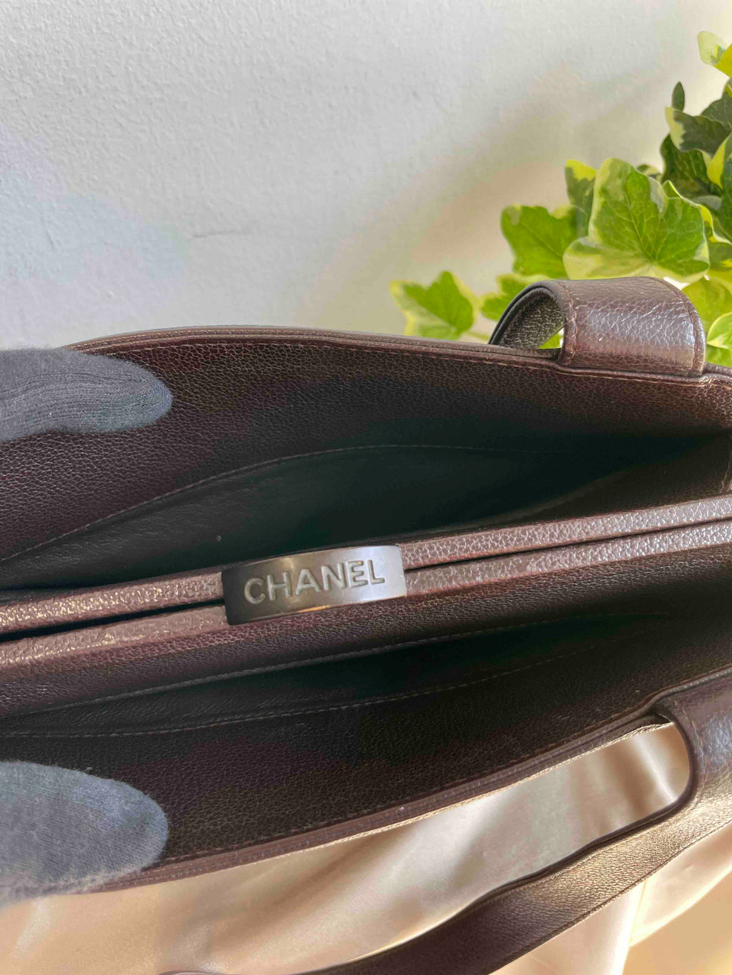 Chanel CC Logo Tote Brown Leather Tote Bag