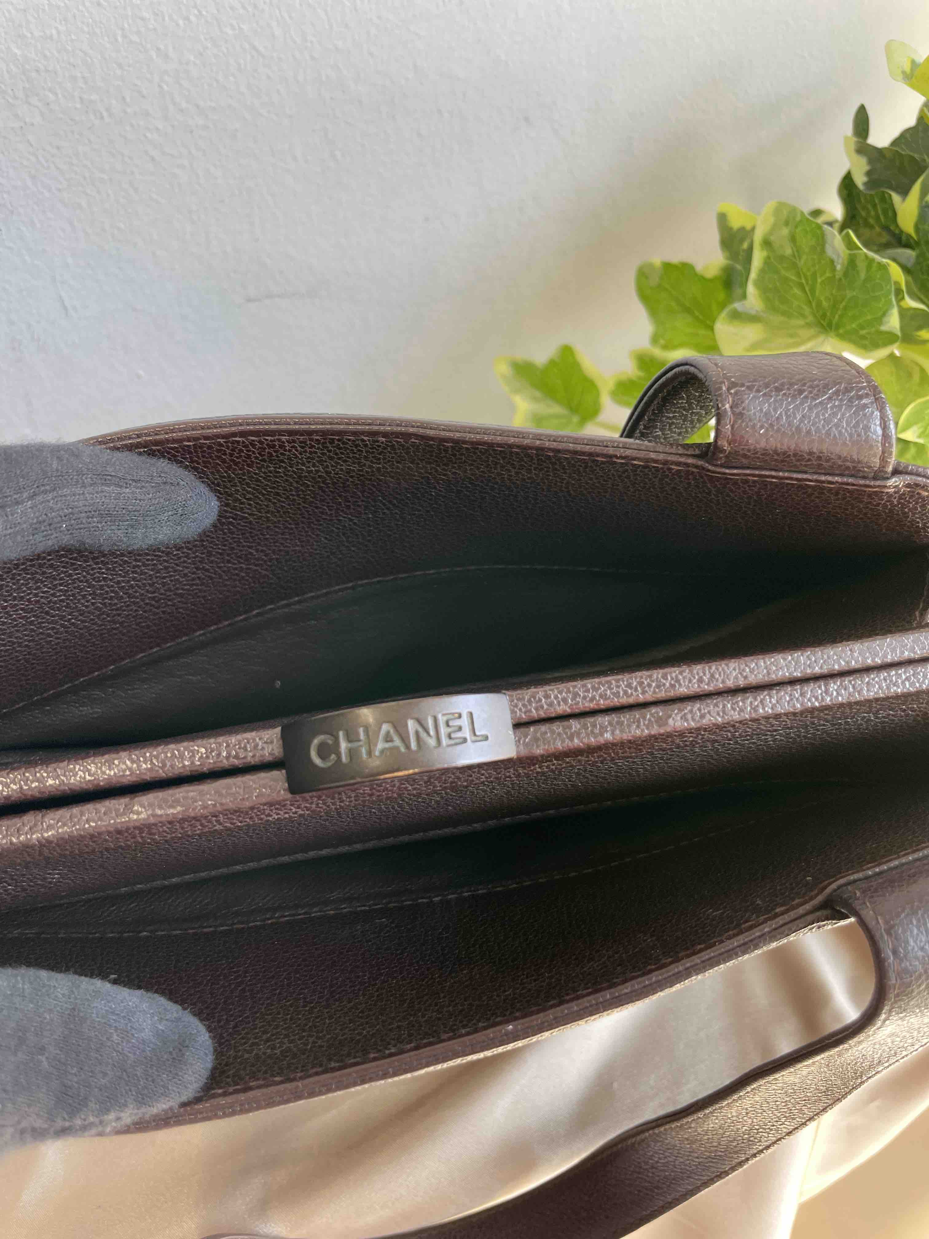 Chanel CC Logo Tote Brown Leather Tote Bag