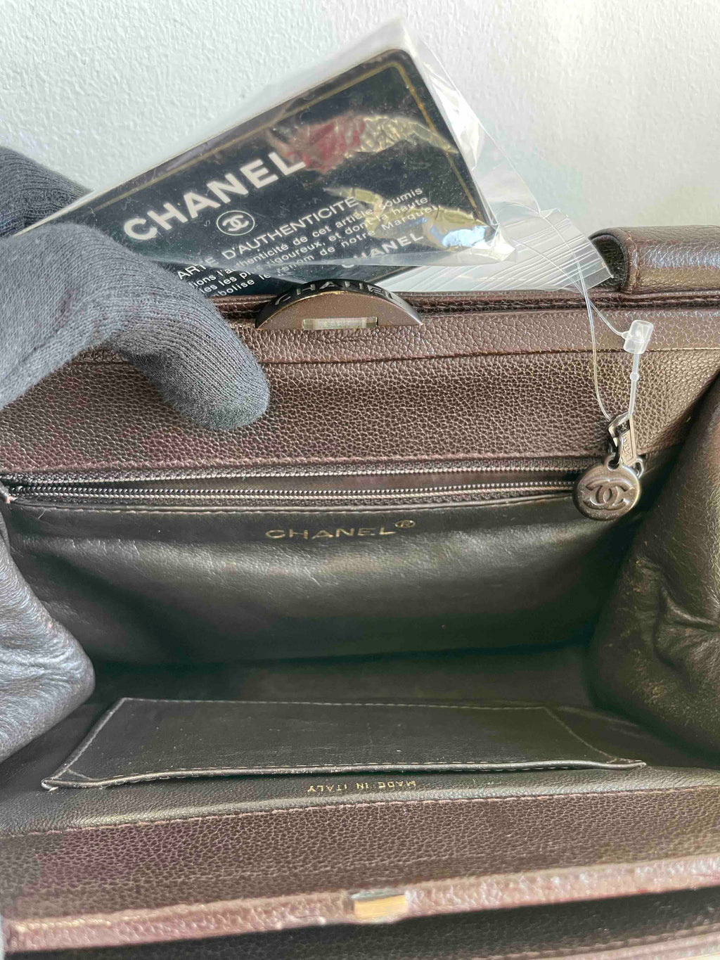 Chanel CC Logo Tote Brown Leather Tote Bag