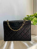 Chanel Vintage Chain Bag Black Leather Shoulder Bag
