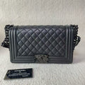 Preloved Chanel Le Boy Bag H5012501 Quilted Black Leather Shoulder Bag