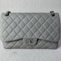 Chanel Classic Flap CF Bag Grey Shoulder Bag - Preloved Designer Handbag