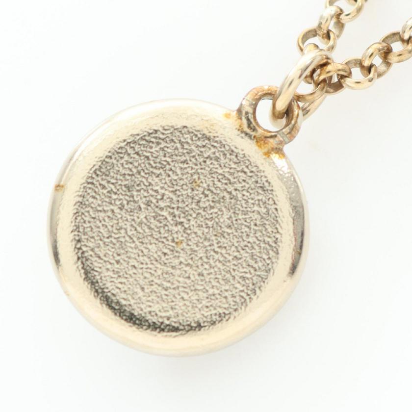 CHANEL Coco Mark Necklace GP Rhinestone Gold Clear Pendant Necklaces