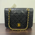 Vintage Chanel Lambskin Black Turn-lock Single Full Flap Shoulder Bag LB109946
