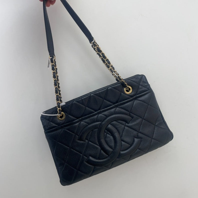Chanel Preloved CC Timeless Black Caviar Leather Tote Bag