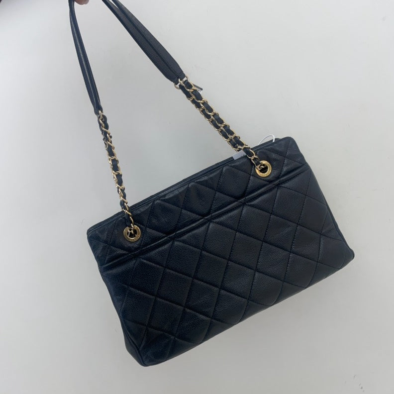 Chanel Preloved CC Timeless Black Caviar Leather Tote Bag