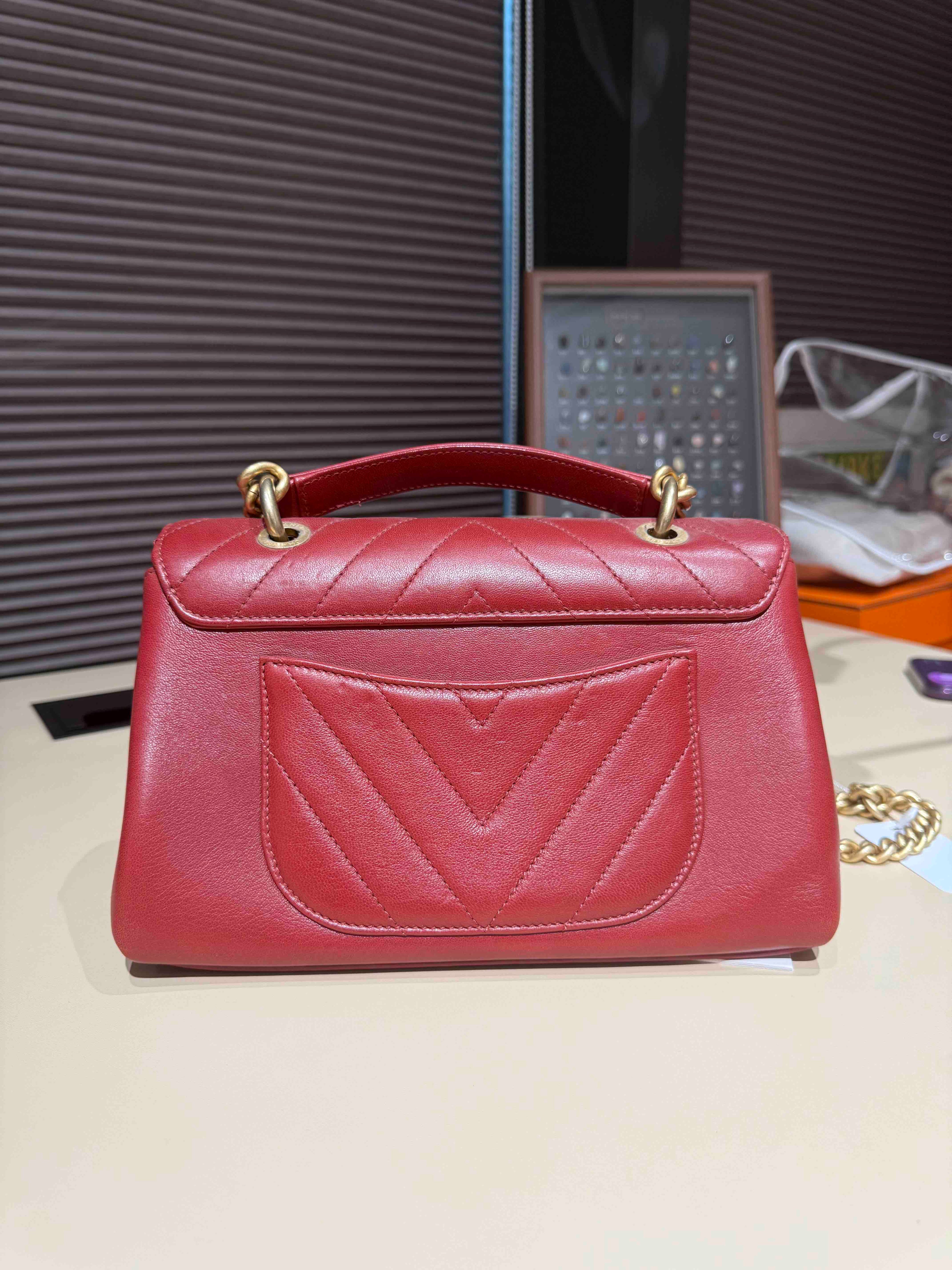 Preloved Chanel 2017 Red Top Handle Flap Bag