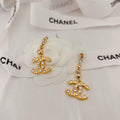 Preloved Chanel CC Crystal Gold Drop Earrings